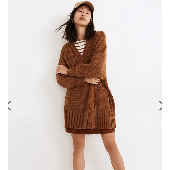 Madewell Sweaters - Madewell Whitley Open Cardigan Sweater, Brown, Small